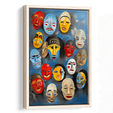 Many Diffirent Mask Native American Abstract Faces V12 Framed Canvas Prints Wall Art Home Decor, Painting Canvas
