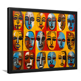 Many Diffirent Mask Native American Abstract Faces V7 Framed Art Prints Wall Decor, Painting Art, Framed Picture