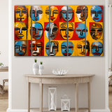 Many Diffirent Mask Native American Abstract Faces V7 5 Panels B Canvas Prints Wall Art Home Decor, Extra Large Canvas