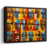 Many Diffirent Mask Native American Abstract Faces V7 Framed Canvas Prints Wall Art Home Decor, Painting Canvas