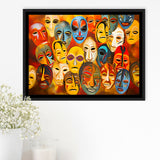 Many Diffirent Mask Native American Abstract Faces V8 Framed Canvas Prints Wall Art Home Decor, Painting Canvas