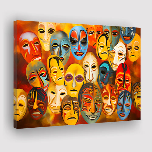 Many Diffirent Mask Native American Abstract Faces V8 Canvas Prints Wall Art Home Decor, Painting Canvas, Wall Decor