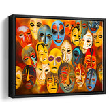 Many Diffirent Mask Native American Abstract Faces V8 Framed Canvas Prints Wall Art Home Decor, Painting Canvas