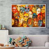 Many Diffirent Mask Native American Abstract Faces V8 Framed Canvas Prints Wall Art Home Decor, Painting Canvas