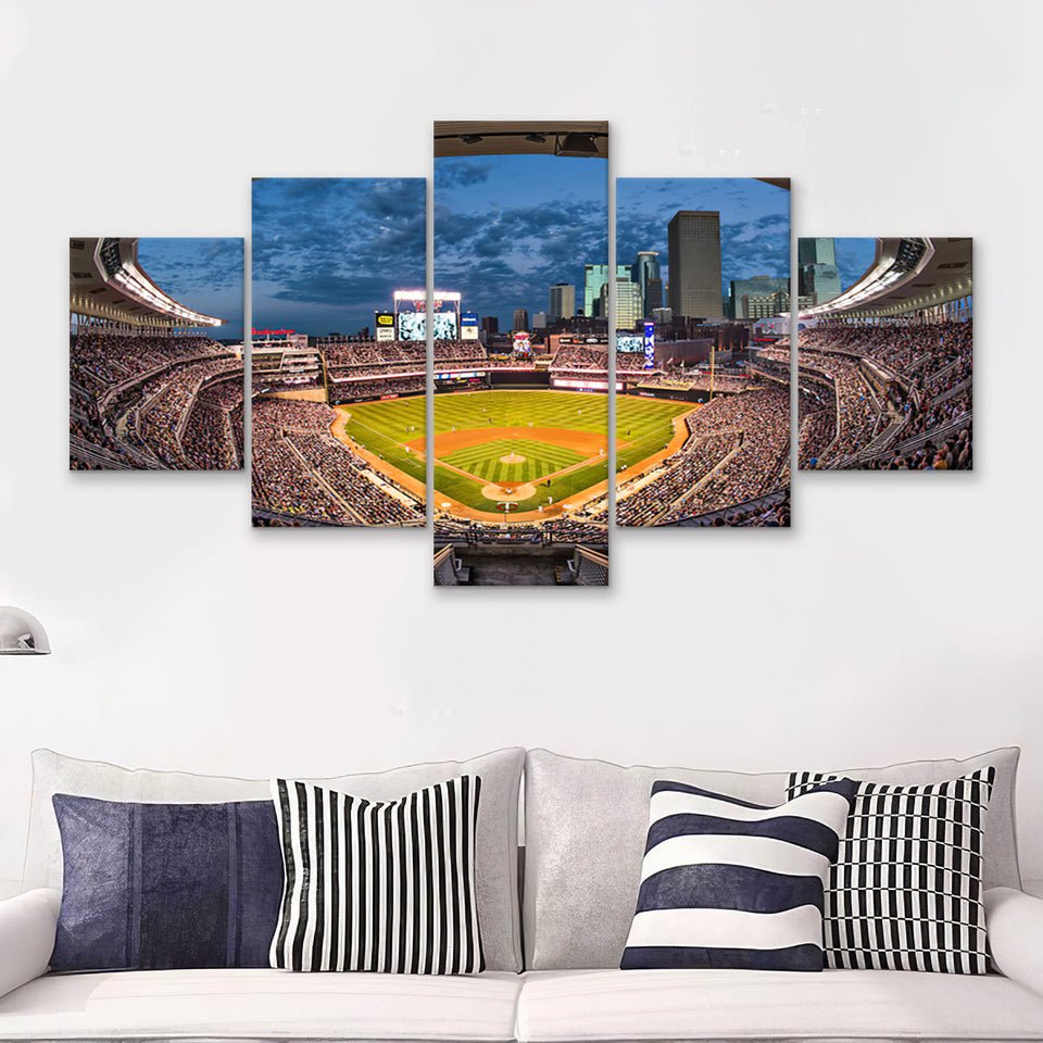 Minnesota Twins Target Field Baseball Stadium  5 Pieces Canvas Prints Wall Art - Painting Canvas, Multi Panel, Home Wall Decor, For Sale