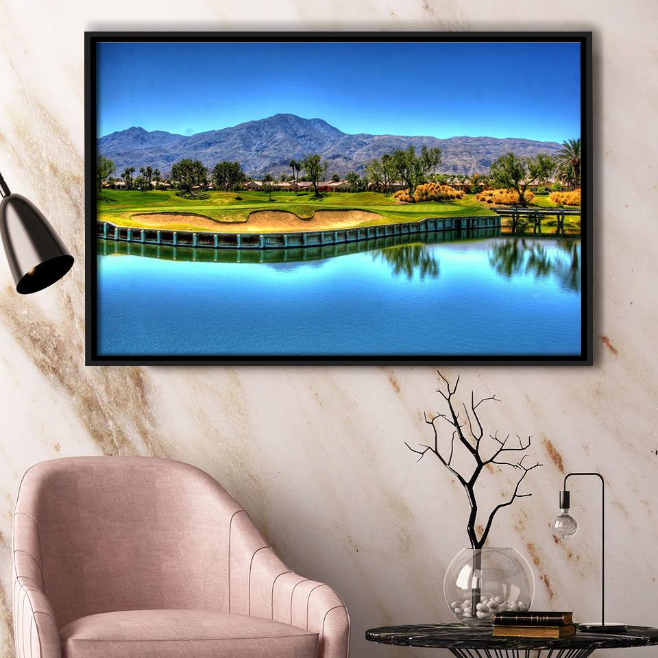 Mountains And Golf Course Framed Canvas Prints Wall Art - Painting Canvas, Floating Frame, Wall Decor