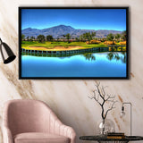 Mountains And Golf Course Framed Canvas Prints Wall Art - Painting Canvas, Floating Frame, Wall Decor