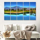 Mountains And Golf Course 5 Pieces B Canvas Prints Wall Art - Painting Canvas, Multi Panel