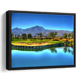 Mountains And Golf Course Framed Canvas Prints Wall Art - Painting Canvas, Floating Frame, Wall Decor