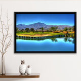 Mountains And Golf Course Framed Canvas Prints Wall Art - Painting Canvas, Floating Frame, Wall Decor