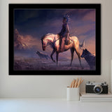 Mountains Native Americans Horseman Wolf Fantasy Art Framed Art Prints Wall Decor - Painting Prints,Framed Picture, Home Decor, For Sale