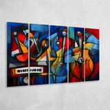Mussic Jaz Band Abstract Mixed Oil Painting V1 5 Panels B Canvas Prints Wall Art Home Decor, Extra Large Canvas