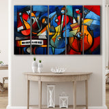Mussic Jaz Band Abstract Mixed Oil Painting V1 5 Panels B Canvas Prints Wall Art Home Decor, Extra Large Canvas