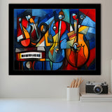 Mussic Jaz Band Abstract Mixed Oil Painting V1 Framed Art Prints Wall Decor, Painting Art, Framed Picture