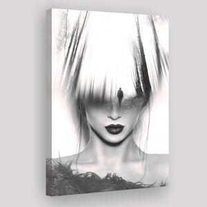 Mystical Woman Abstract Black And White, Canvas Prints Wall Art Home Decor, Ready to Hang