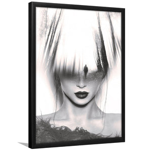 Mystical Woman Abstract Black And White, Framed Art Prints Wall Art Home Decor, Ready to Hang