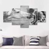 Native American Headdress Girls 5 Pieces Canvas Prints Wall Art - Painting Canvas,Wall Decor, Multi Panel,5 Panels