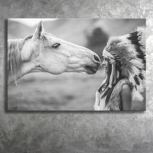 Native American Headdress Girls Canvas Prints Wall Art - Painting Canvas,Wall Decor, Painting Prints,For Sale