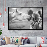 Native American Headdress Girls Framed Art Prints Wall Decor - Painting Prints,Wall Art, Framed Picture,For Sale