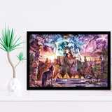 Native Americans Girl With Wolves Framed Art Prints Wall Decor - Painting Prints,Wall Art, Framed Picture,For Sale