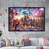 Native Americans Girl With Wolves Framed Art Prints Wall Decor - Painting Prints,Wall Art, Framed Picture,For Sale