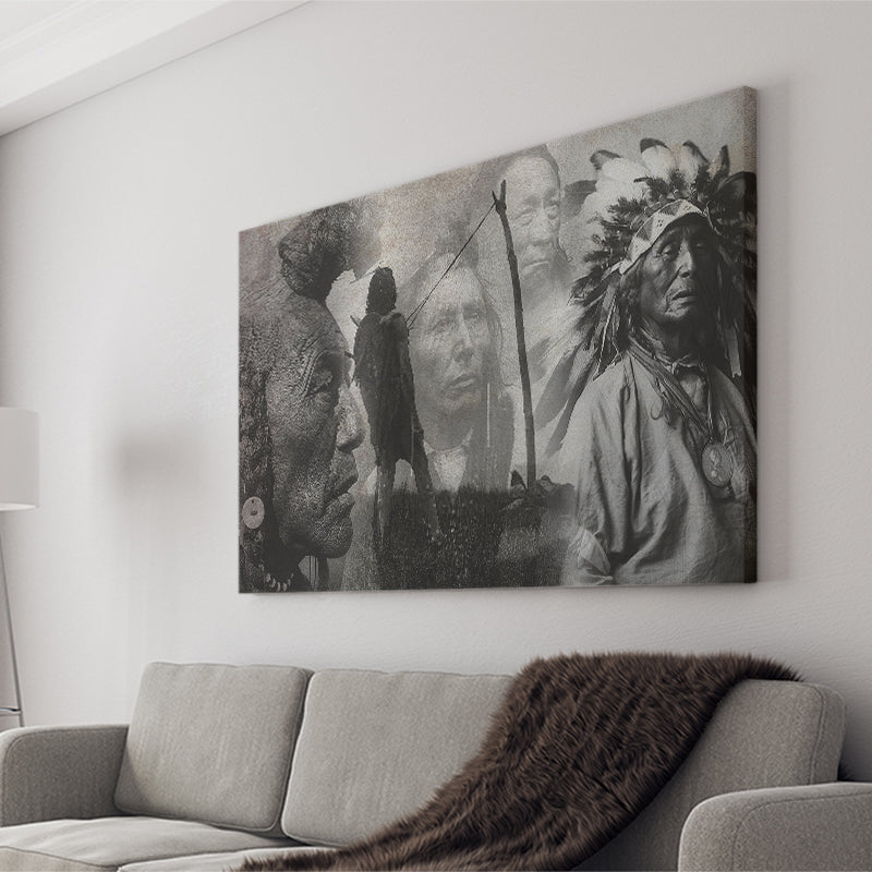 Native Americans Nature Gray Artwork Canvas Prints Wall Art - Painting Canvas, Painting Prints, Home Wall Decor, For Sale