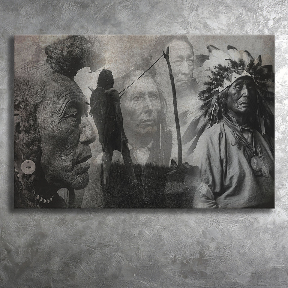 Native Americans Nature Gray Artwork Canvas Prints Wall Art - Painting Canvas, Painting Prints, Home Wall Decor, For Sale