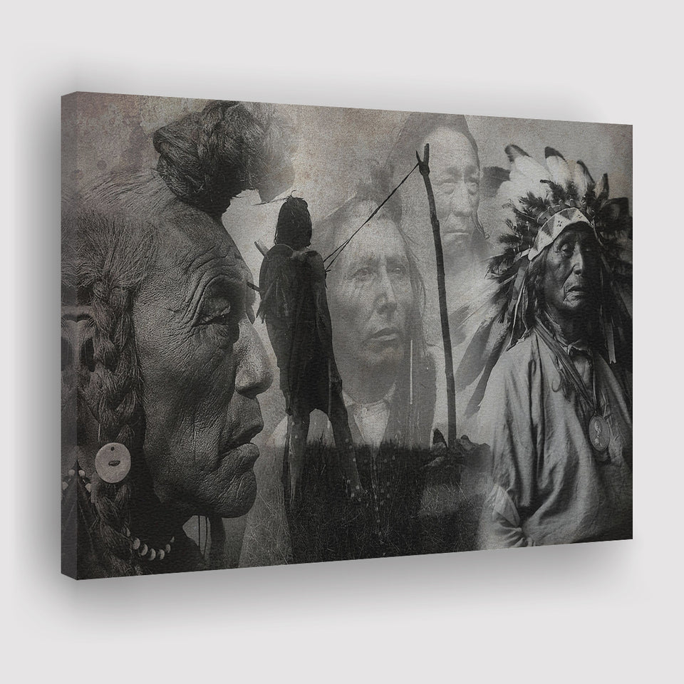 Native Americans Nature Gray Artwork Canvas Prints Wall Art - Painting Canvas, Painting Prints, Home Wall Decor, For Sale