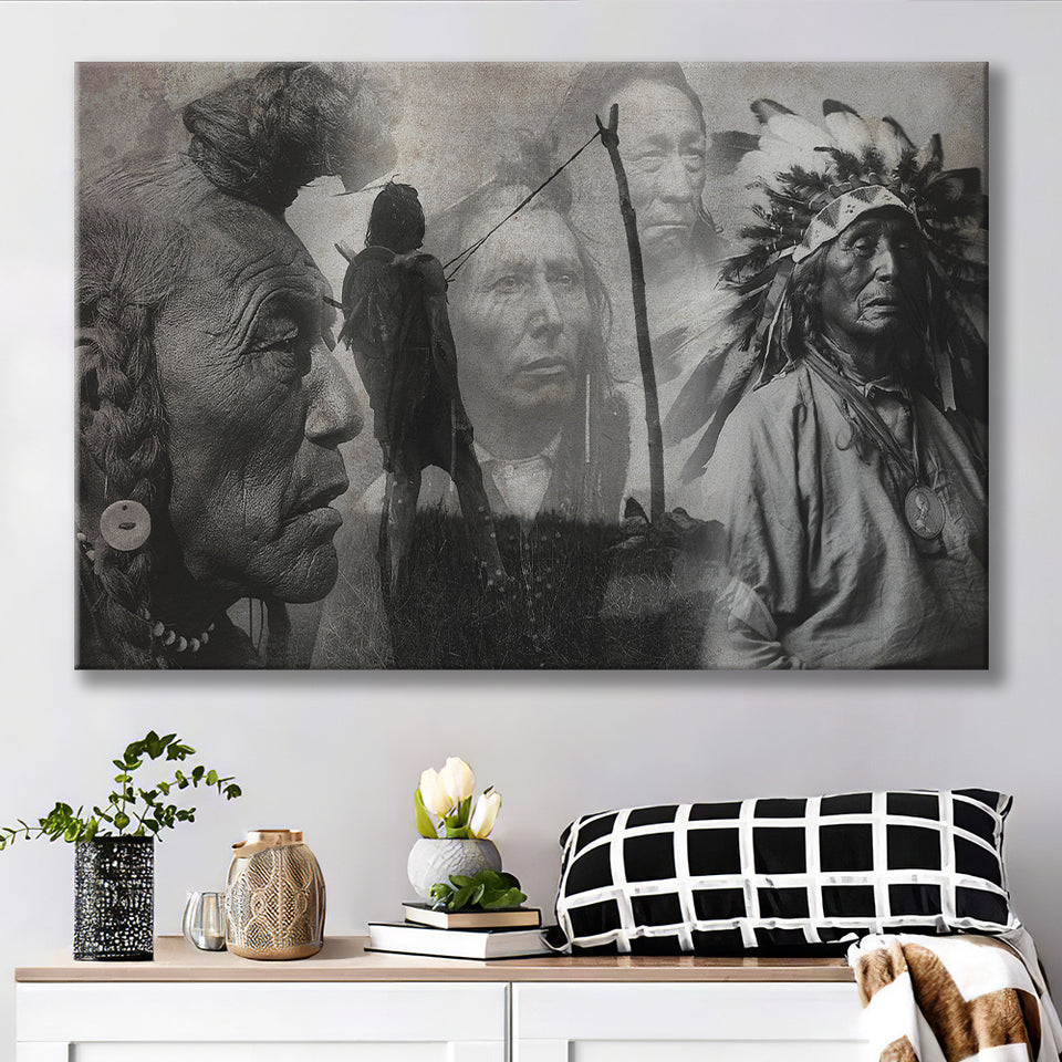 Native Americans Nature Gray Artwork Canvas Prints Wall Art - Painting Canvas, Painting Prints, Home Wall Decor, For Sale