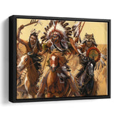 Native Americans Warrior Framed Canvas Prints Wall Art - Painting Canvas, Floating Frame, Home Wall Decor