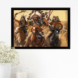 Native Americans Warrior Framed Canvas Prints Wall Art - Painting Canvas, Floating Frame, Home Wall Decor