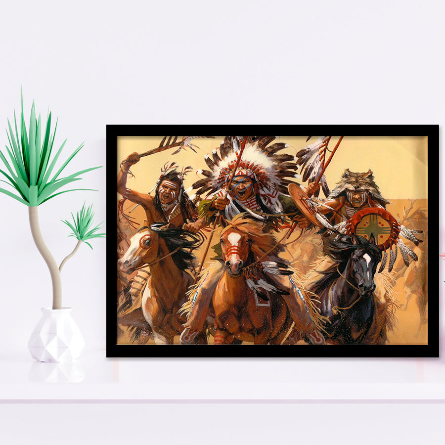 Native Americans Warrior Framed Art Prints Wall Decor Painting