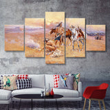 Native American Living 5 Pieces Canvas Prints Wall Art - Painting Canvas,Wall Decor, Multi Panel,5 Panels