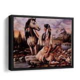 Native American Animal Art Canvas Wall Art - Canvas Print, Framed Canvas, Painting Canvas