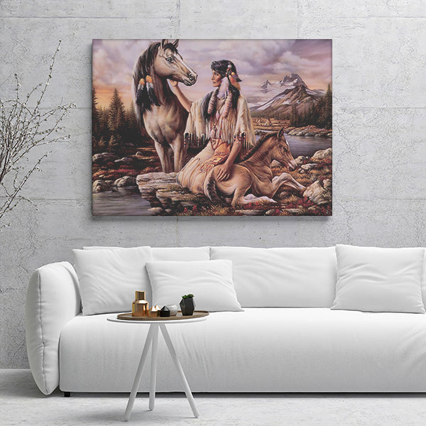 Native American Animal Art Canvas Wall Art - Canvas Prints, Prints For Sale, Painting Canvas,Canvas On Sale