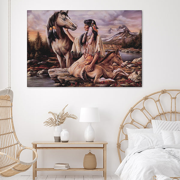 Native American Animal Art Canvas Wall Art - Canvas Prints, Prints For Sale, Painting Canvas,Canvas On Sale