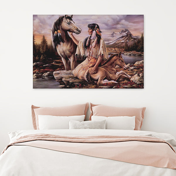 Native American Animal Art Canvas Wall Art - Canvas Prints, Prints For Sale, Painting Canvas,Canvas On Sale