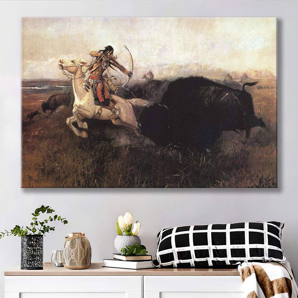 Native American Indian Hunter Man Canvas Prints Wall Art - Painting Canvas, Painting Prints, Home Wall Decor, For Sale