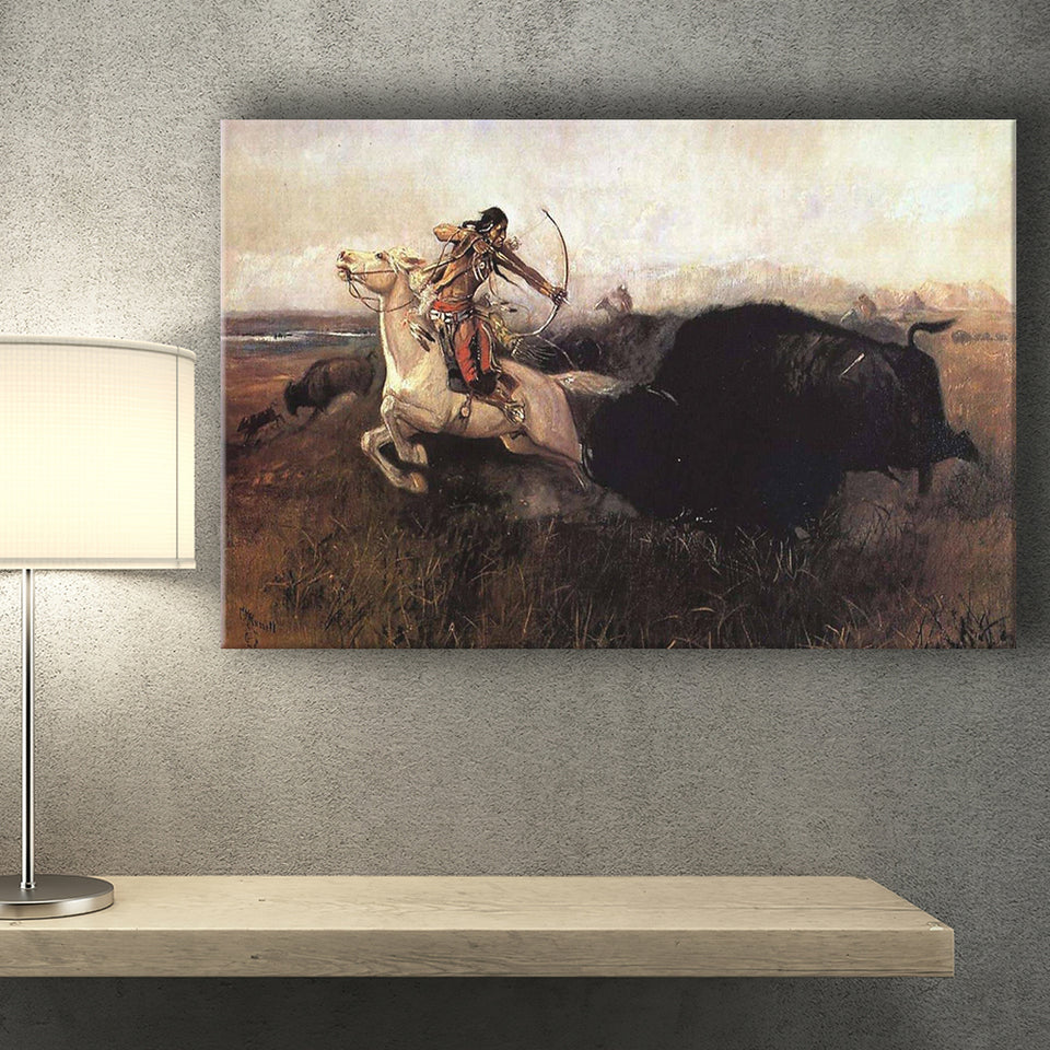 Native American Indian Hunter Man Canvas Prints Wall Art - Painting Canvas, Painting Prints, Home Wall Decor, For Sale