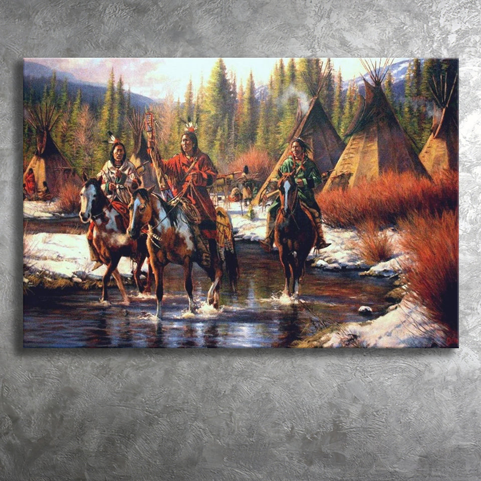 Native American Indian Western Canvas Prints Wall Art - Painting Canvas, Painting Prints, Home Wall Decor, For Sale