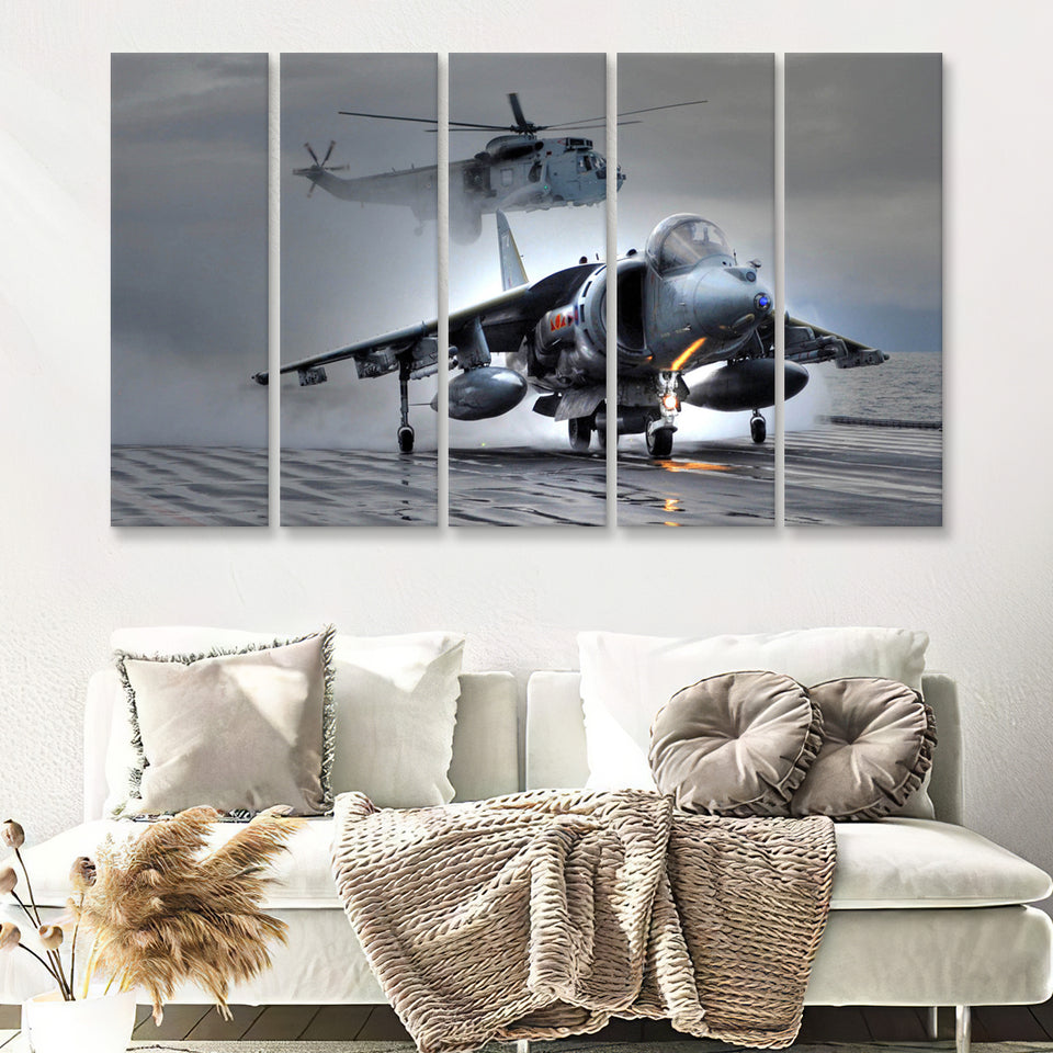 Navy Aircraft Helicopter Rotor Fighter Aircraft Aerospace Engineering 5 Piece B Canvas Prints Wall Art Decor - Painting Canvas, Multi Panels