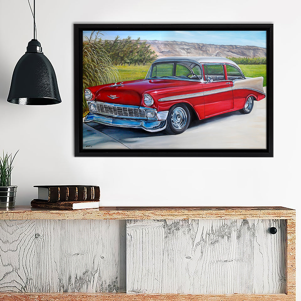 Old School Car Paintings Canvas Wall Art - Canvas Print, Framed Canvas, Painting Canvas