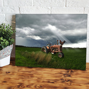 Old Tractor On A Summer Field In A Stormy Weather Canvas Wall Art - Canvas Prints, Prints For Sale, Painting Canvas,Canvas On Sale