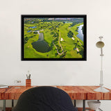 Overhead View Of Florida Golf Course Framed Canvas Prints Wall Art - Painting Prints, Home Wall Decor, Painting Canvas