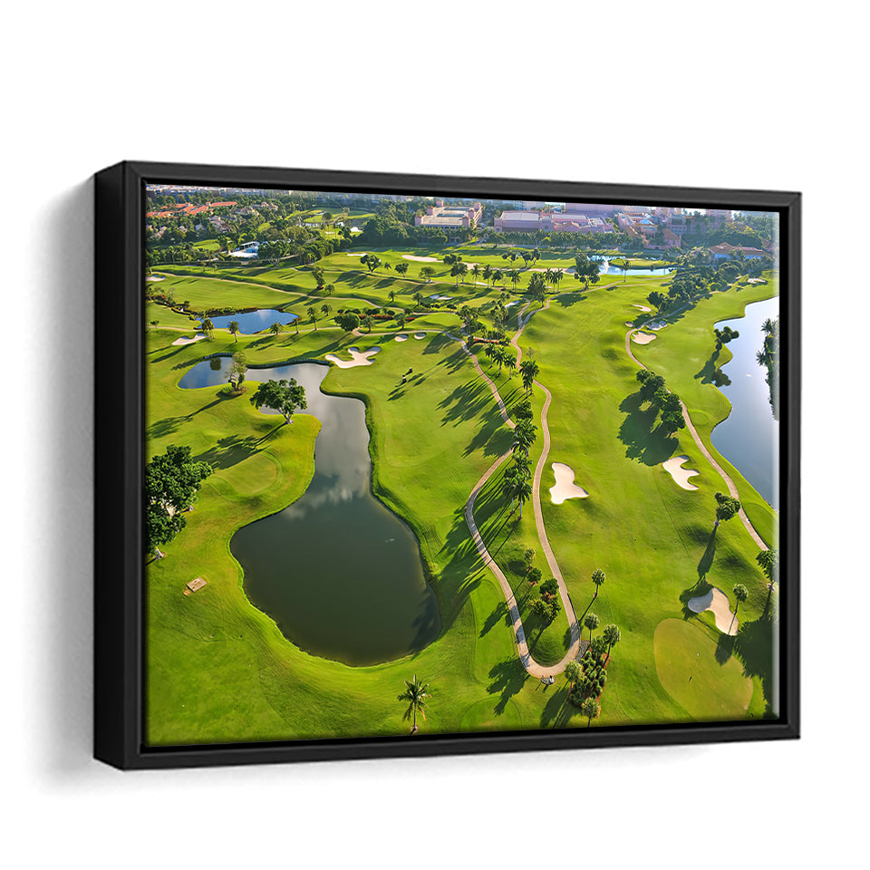 Overhead View Of Florida Golf Course Framed Canvas Prints Wall Art - Painting Prints, Home Wall Decor, Painting Canvas