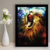 Painting Mighty Roaring Lion Emerging Abstract Framed Art Print Wall Art Decor,Framed Picture