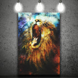 Painting Mighty Roaring Lion Emerging Abstract Canvas Prints Wall Art Home Decor