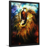 Painting Mighty Roaring Lion Emerging Abstract Framed Art Print Wall Art Decor,Framed Picture