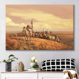 Native Americans Horse Clothing Nature Hills Clouds Spear Feathers Canvas Prints Wall Art - Painting Canvas, Painting Prints, Home Wall Decor