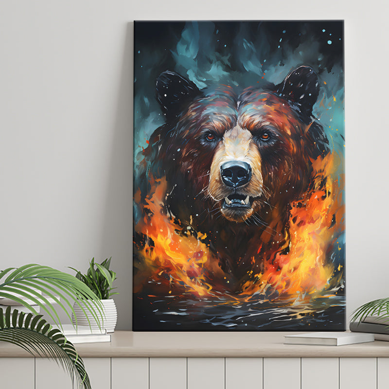 Painting Bear Portrait Canvas Prints Wall Art Home Decor, Painting Canvas, Living Room Wall Decor